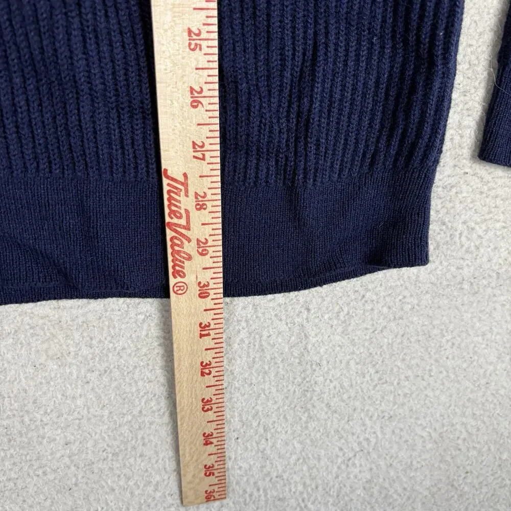 Vintage Haband Lions Den Sweater Mens XL Blue Ribbed Wool Blend Corduory Henley